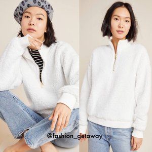 Anthropologie Karine Quarter Zip Sherpa Pullover